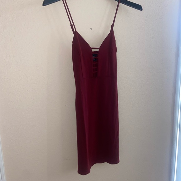 Going out red y2k sleeveless Forever21 dress laced open front bodycon cute top - Picture 3 of 10